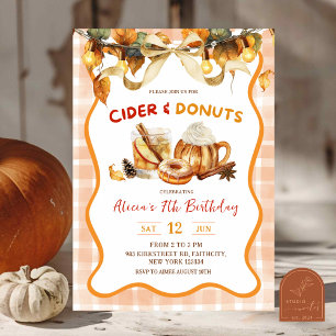 Convites Aniversário de Outono com Cider e Donuts de Xadrez
