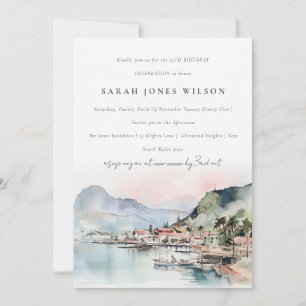 Convites Aniversário de Paisagem em Aquarela Kauai Hawaii