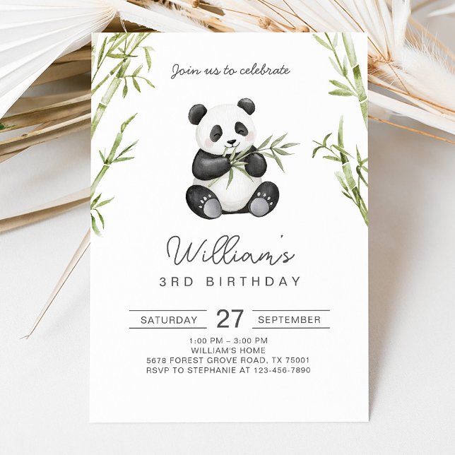 Convites Aniversário de Panda: Bambu Verde (Criador carregado)