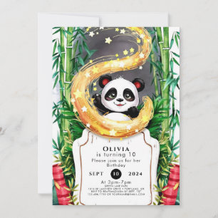 Convites Aniversário de Panda Simples para Crianças de Bamb