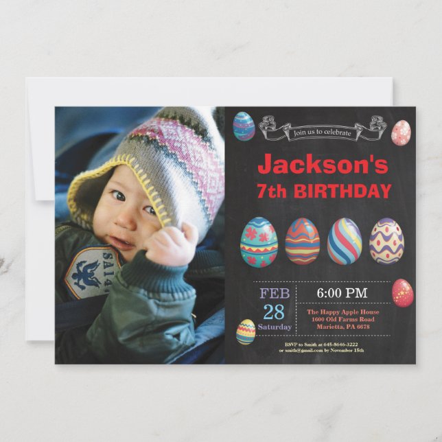 Convites Aniversário de Páscoa aniversário do Rapaz de Ovos (Frente)