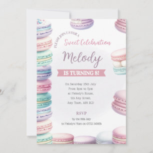 Convites Aniversário de Pastel Macaron Convide Pilha de Doç