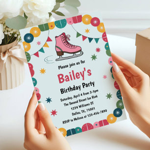 Convites Aniversário de Patinação no Gelo Retrô