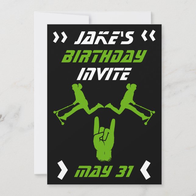 Convites Aniversário de Patinete de Truques para Meninos  (Frente)