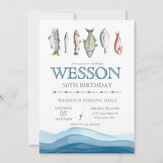 Convites Aniversário De Peixe, Pescador De Passageiros (Frente)