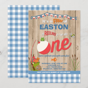 Convites Aniversário de Pesca O-Fish-Ally Um Partido