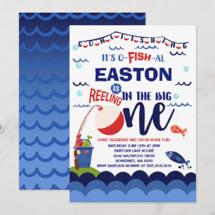 Convites Aniversário de Pesca O-Fish-Ally Um Partido
