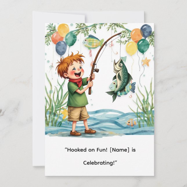 Convites Aniversário de Pesca para Festa de Pequenos Anglas (Frente)