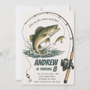 Convites Aniversário de pesca personalizado para criança 