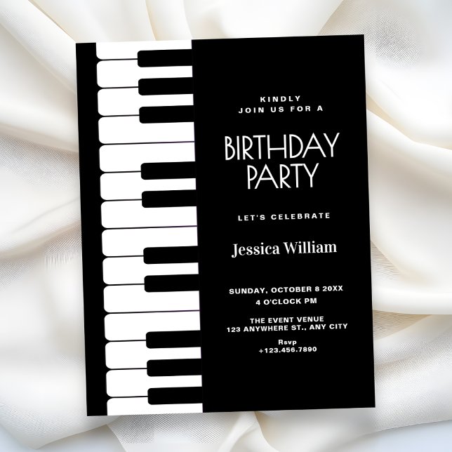 Convites aniversário de piano  (Criador carregado)