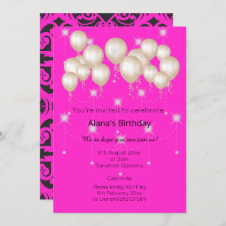 CONVITES ANIVERSÁRIO DE PINCO PRETO MODERNO DAMASK