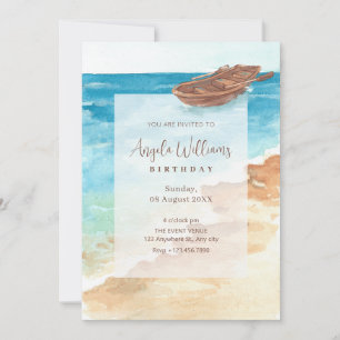 Convites Aniversário de pintura de aquarela azul