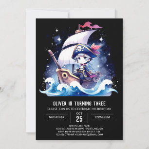Convites Aniversário de Pirata Simples de Navio