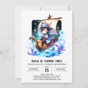 Convites Aniversário de Pirata Simples Encantado