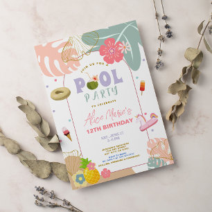 Convites Aniversário de Praia de Abacaxi de Verão Tropical