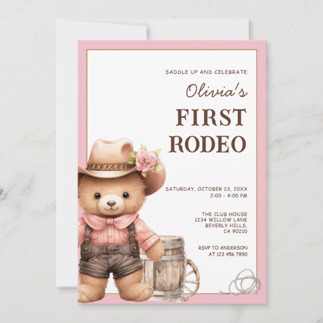 Convites Aniversário de Primeiro Rodeio de Caubói de Ursa (Frente)