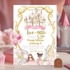 Convites Aniversário de Princesa com Realeza Quíntupla