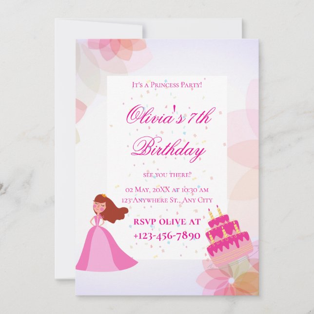 Convites Aniversário de princesa da Disney elegante (Frente)