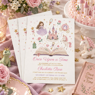 Convites Aniversário de Princesa do Conto de Fadas Era Uma