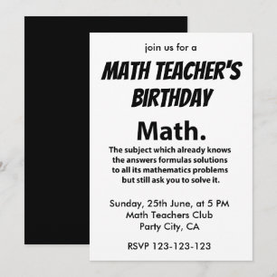 Convites Aniversário de Professores de Matemática Tipografi