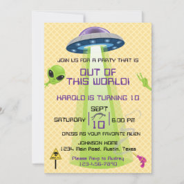 Convites Aniversário de qualquer idade de Alien fora do mun