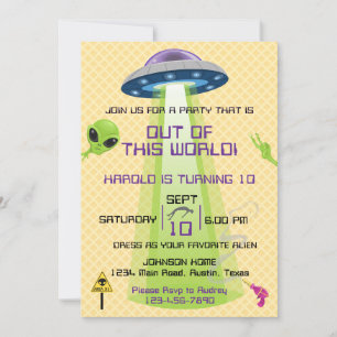 Convites Aniversário de qualquer idade de Alien fora do mun