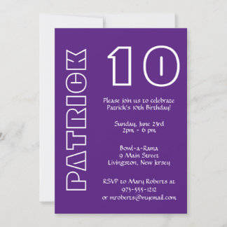 Convites Aniversário de qualquer idade Roxo e Branco