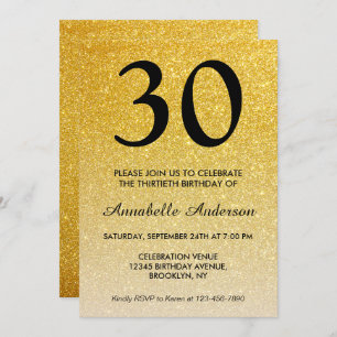 Convites Aniversário de qualquer Luz Dourada Negra