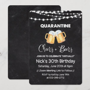 Convites Aniversário de Quarentena Cheers e Beers em Quadro