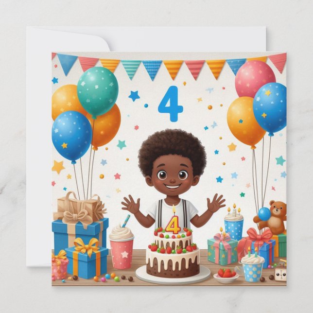 Convites aniversário de quatro anos (Frente)