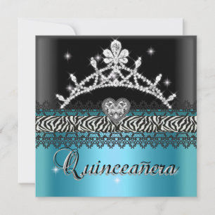 Convites Aniversário de Quinceanera Zebra Azul Turquesa Pre