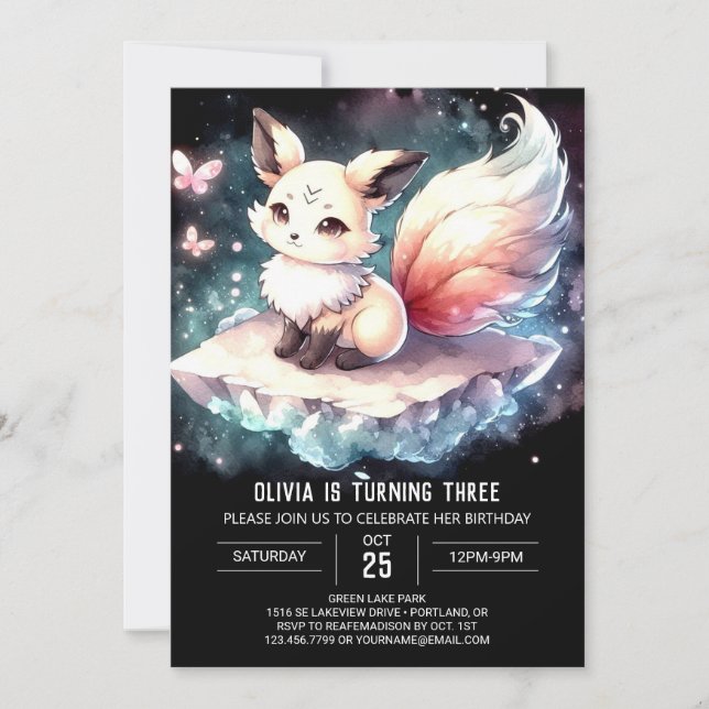 Convites Aniversário de Raposa Personalizada Simples (Frente)