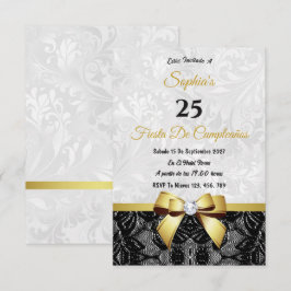 Convites Aniversário de Renda e Damasco