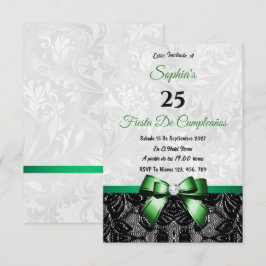 Convites Aniversário de Renda e Damasco