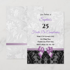 Convites Aniversário de Renda e Damasco