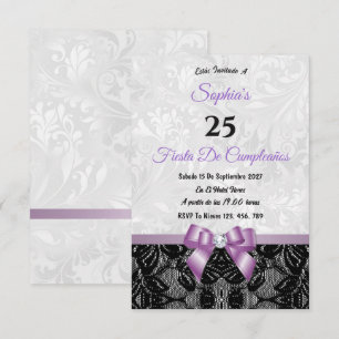 Convites Aniversário de Renda e Damasco