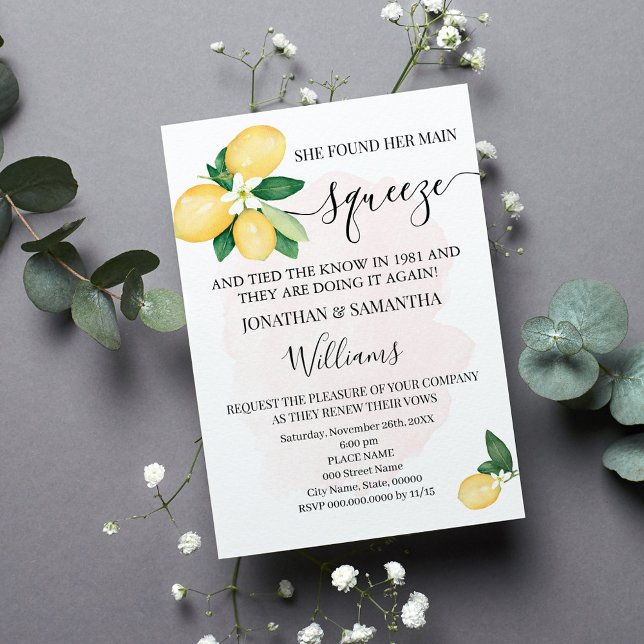 Convites Aniversário de Renovação de Votos Casamento Limões (Criador carregado)