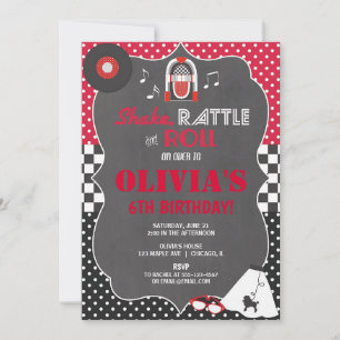 Convites Aniversário de Rock & Roll Sock Hop dos Anos 50
