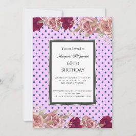 Convites Aniversário de Rosas Rosa Vermelhas bolinhas