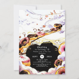 Convites Aniversário de Rosquinha doce de aquarela