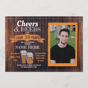 Convites Aniversário de Saúde e Cervejas Foto Rustic Mens