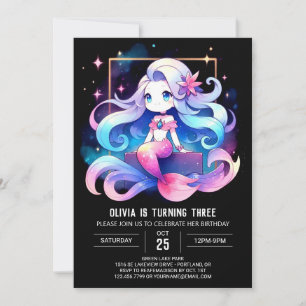 Convites Aniversário de Sereia Simples Personalizado