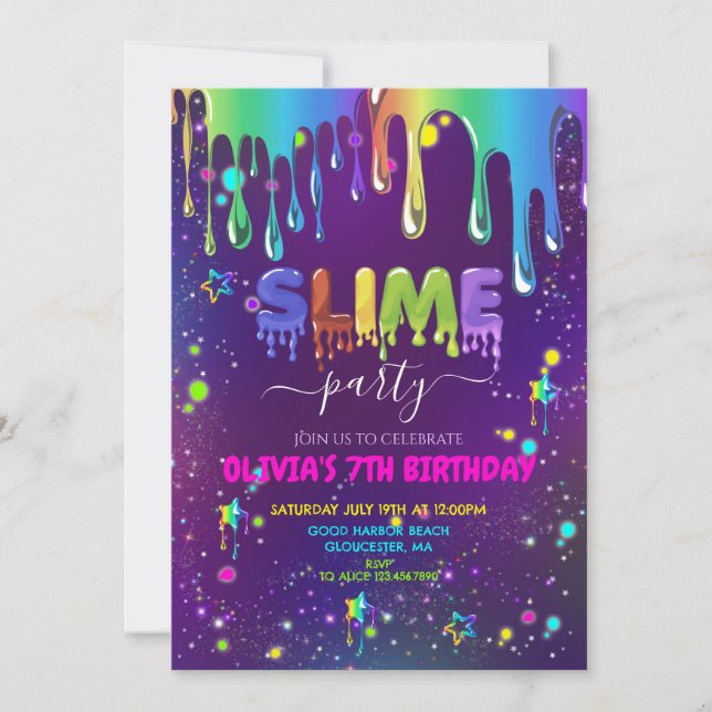 Convites Aniversário de Slime (Frente)