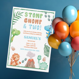 Convites Aniversário de Stomp, Chomp e Dois Dinossauros de