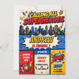 Convites Aniversário de Super-Herói Personalizado
