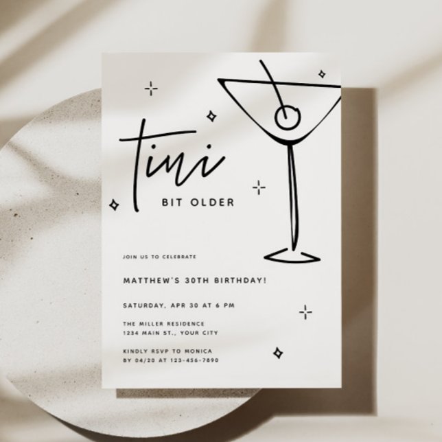 Convites Aniversário de TIni Bit Older Martini (Tini Bit Older Martini Birthday Invitation)