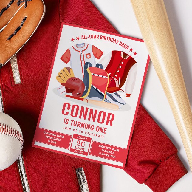 Convites Aniversário de Todos os Atletas Estrelas do Baseba (Criador carregado)