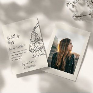 Convites Aniversário de Torre de Champanhe Ilustrada com 30