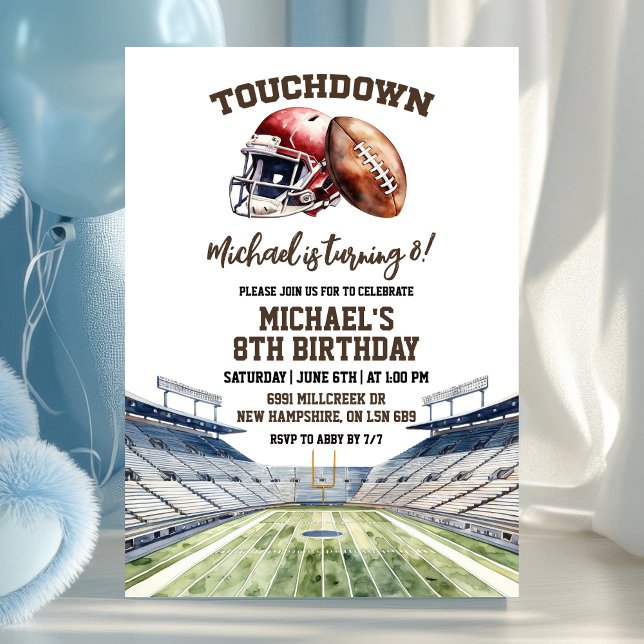 Convites Aniversário de Touchdown de Futebol Americano (Criador carregado)