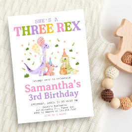 Convites Aniversário de Três Dinossauros Rex